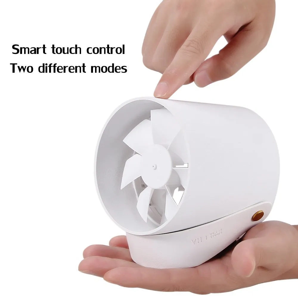 Xiaomi Touch Cooling Fan Ventilateur de bureau portable ultra-silencieux alimenté par USB Interrupteur à capteur tactile avec double feuille Vent USB silencieux avec sangle de suspension