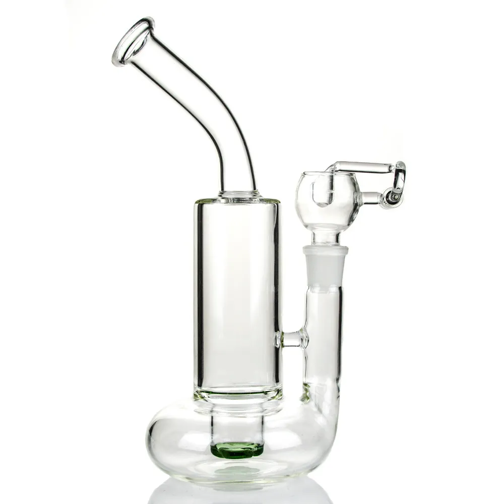 Z kwarcowym wiadrem platformy olejowe Szklane bongi z tornado Perc Green Tuibine Perc Water Rury 18mm Dab Rigs WP146-1