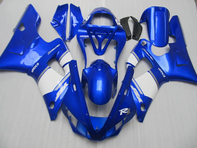 Kit de carénage de pièces de carrosserie de rechange pour Yamaha YZF R1 2000 2001 ensemble de carénages bleu blanc YZFR1 00 01 OT34