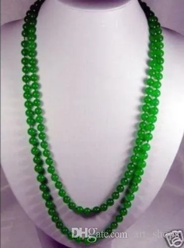 8mm natürliche grüne Jade Perlen Halskette 36 "