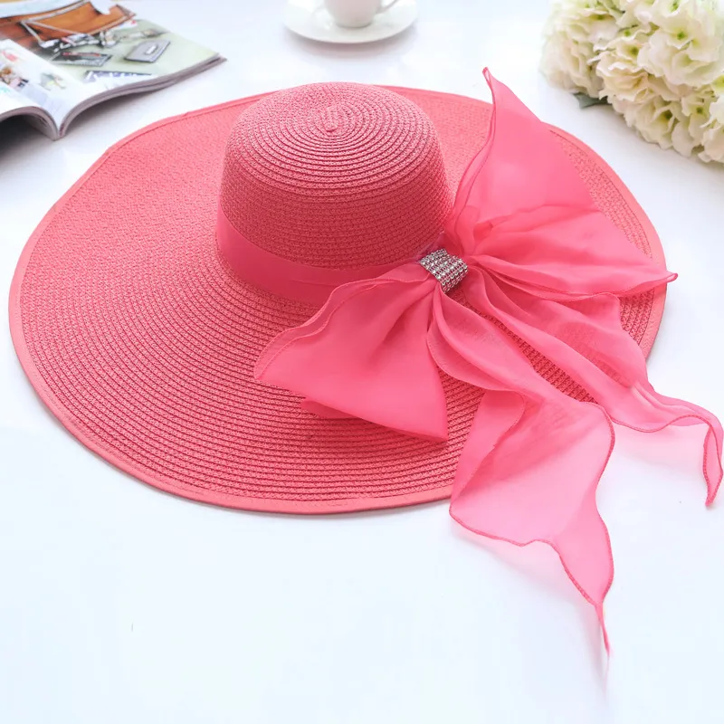 2017 قبعات من القش للنساء في الصيف السيدات أنثى على نطاق واسع بريم شاطئ قبعات مثير الفاتحة كبير مرن الشمس قبعات جديد على غرار الربيع برايا