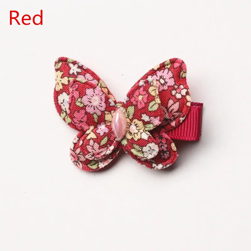 Pinces à cheveux animaux de petite taille, épingles à cheveux papillon rose, Barrettes en coton colorées faites à la main pour enfants filles, Double niveau, 20 pièces