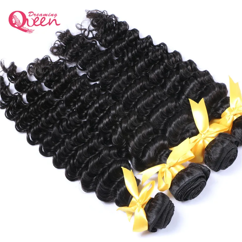 Brésilien Malaisien Péruvien Non Transformé Vague Profonde Extensions de Cheveux Humains Teintable Grande Qualité Cheveux Armure 4 Bundles Cheveux Vierges