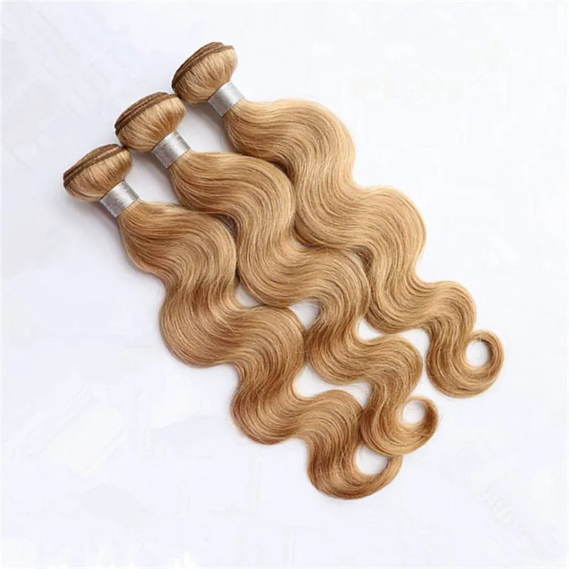 Cierre frontal de encaje 360 prearrancado con paquetes Body Wave 27 Honey Blonde Cabello humano virgen brasileño 3 piezas con encaje de 360 ​​bandas C4669939