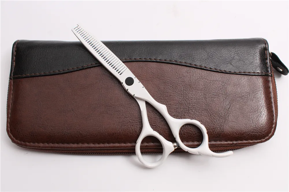 C1010 6quot Japan Customized Logo White Professional Human Hair Scissors Barber039s Hairdressing Scissors Cutting Thinning Sh4841694