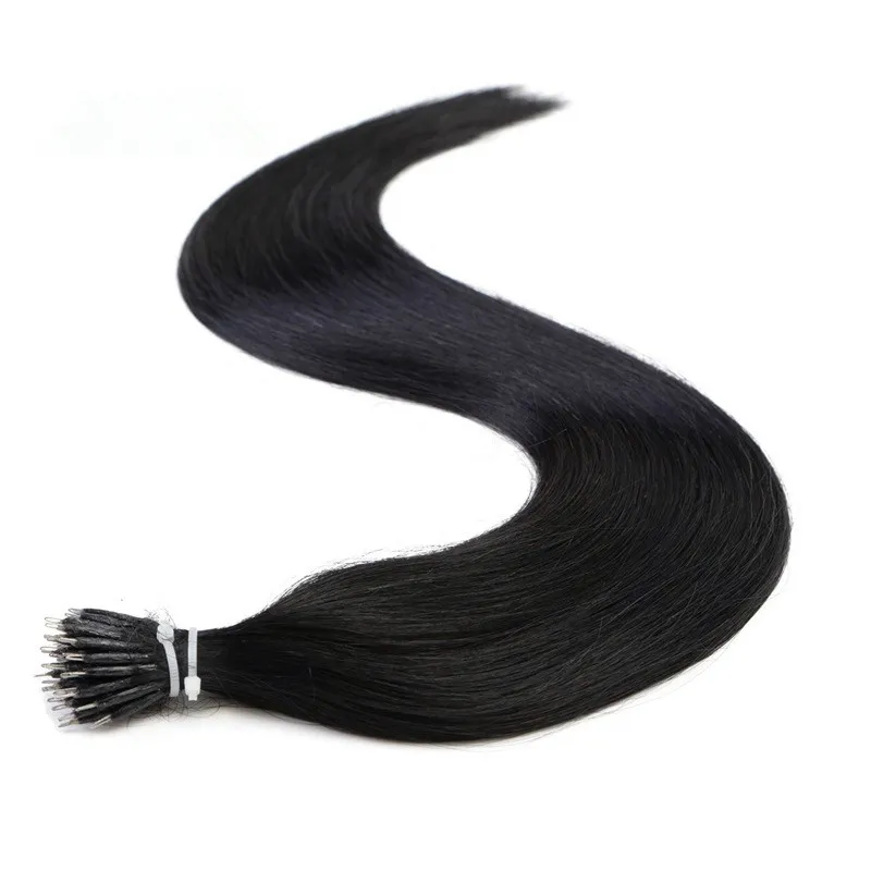 Grau 10A Double DrawnSilk Straight Natural Color 100 cabelo humano peruano Nano Ponta em extensão de cabelo com 16039039263296375