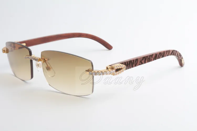 Nova edição limitada Grande diamante óculos de sol de alta qualidade Moda de madeira natural homens e mulheres óculos de sol 3524012 2 Tamanho: 56-18-135mm