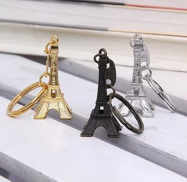 Principais Encantos Cadeia Torre Eiffel do vintage Chaveiros Moda principais presentes Pingente Car Key Anel Zakka Moda Atacado Ouro Sliver Bronze