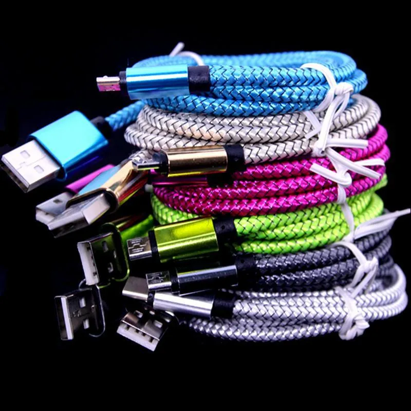 25cm 1m 2m 3m Braided Fabric cables Alloy type c micro V8 5pin usb data charger cable for samsung s4 s6 s7 htc lg sony