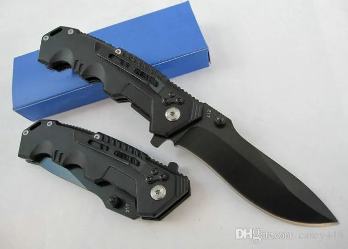 Kampanj !! Högkvalitativ kallstål HY217 Pocket Kniv Folding Black Blade Kniv 20cm Campingknivar Stålhandtag