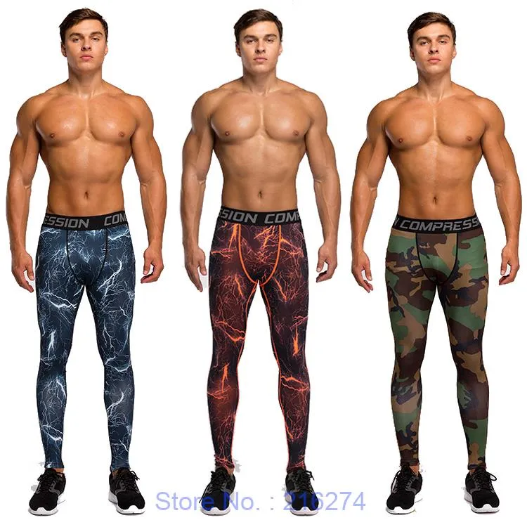 Mens compression running pants sports jogger jogging tights basketball gym long pants fitness skinny leggings trousers