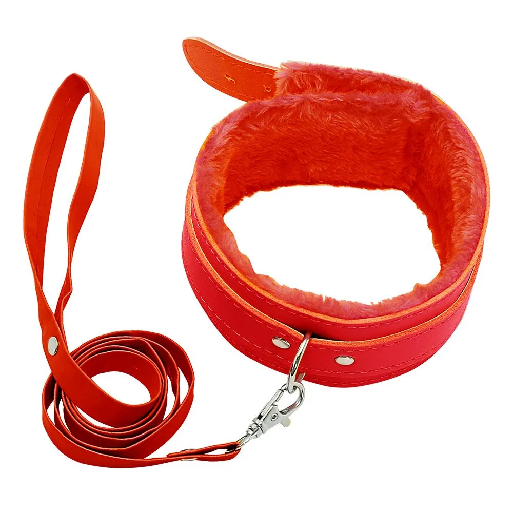 IKOKY SM Bondage Furry Neck Collar Ring Furry Fetish PU Leather Sex Collars For Couples Women Men Adjustable Belt q1707184358884