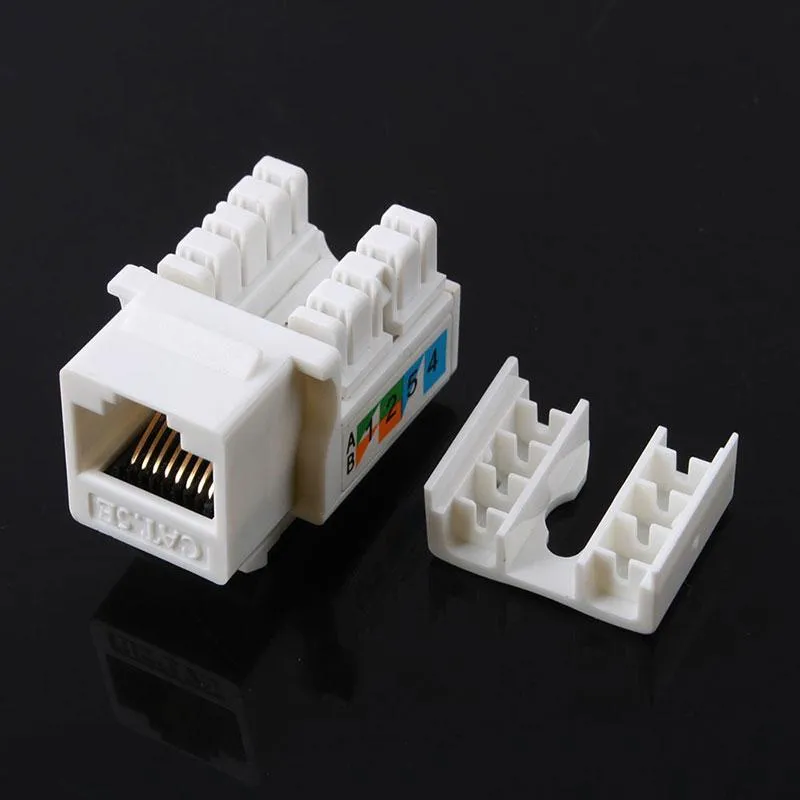 Cat5E 110 Punch Down Keystone Jack RJ45 8P8C CAT5 Network Ethernet Module Adapter Coupler in White