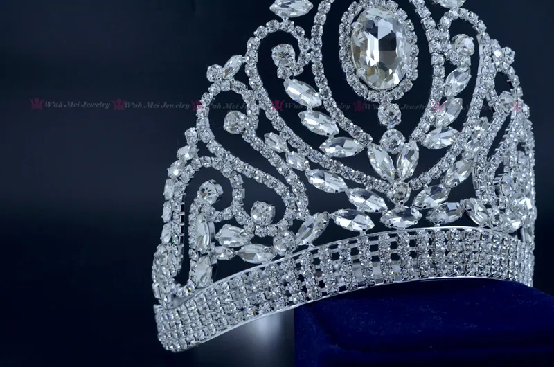 Pageant Crowns Rhinestone Crystal Silver Miss Beauty Queen Bridal Wedding Tiaras Princess Headress Fashion Hair Jewelry MO22249V