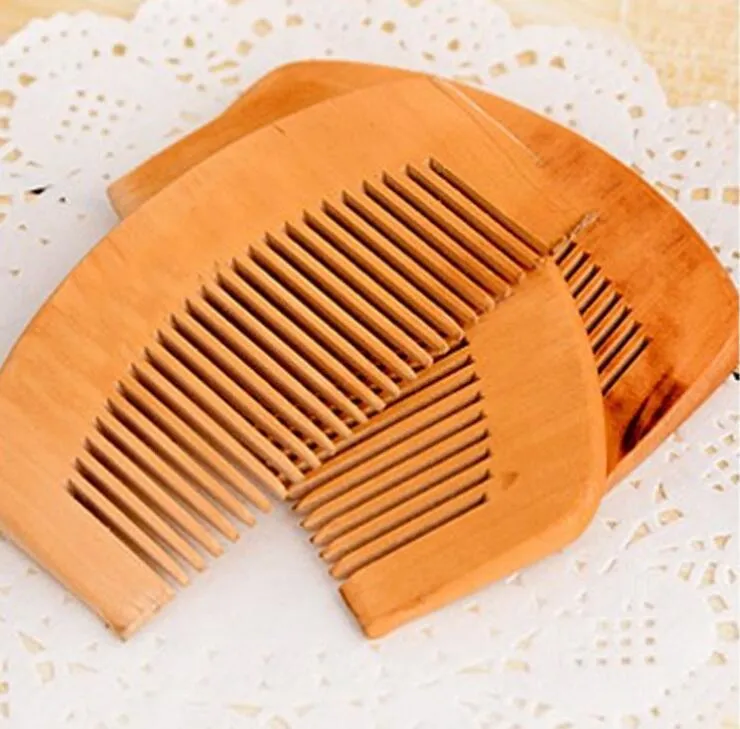 100st trä kam natur hälsa persika trä anti-statisk hälso- och sjukvård skägg comb pocket combs hårborste massager hår styling verktyg