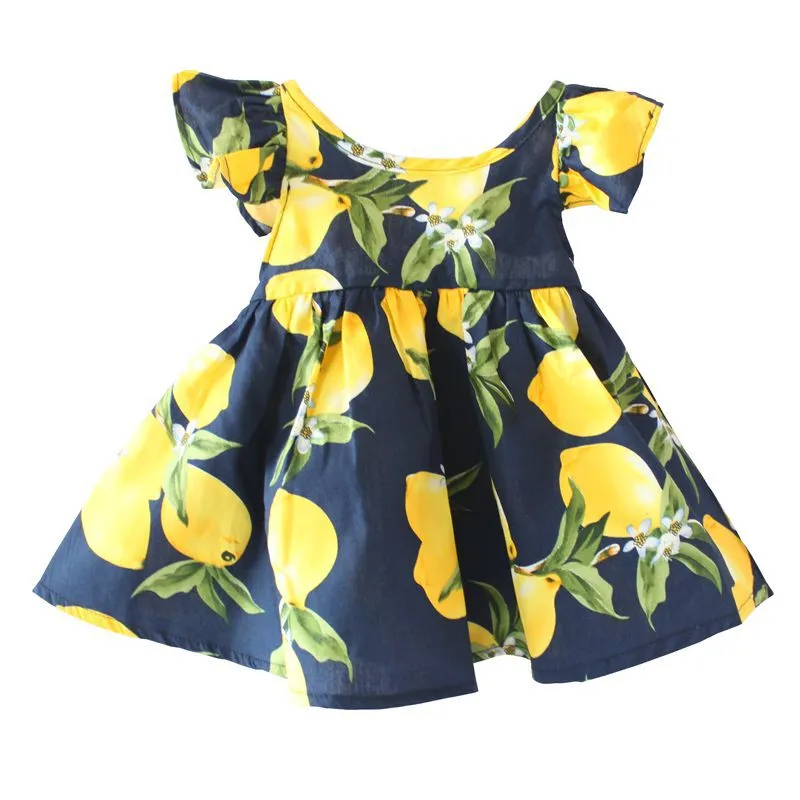 vestito da spiaggia floreale ragazze senza schienale in cotone limone vestito da halter senza schienale estivo bambini carino vestito da fiori vintage bambini gratis