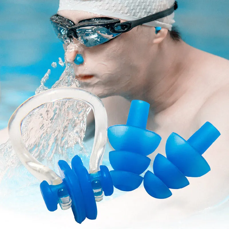 10セットx防水柔らかいシリコーンの水泳セットノーズクリップボックスの漫画の耳栓