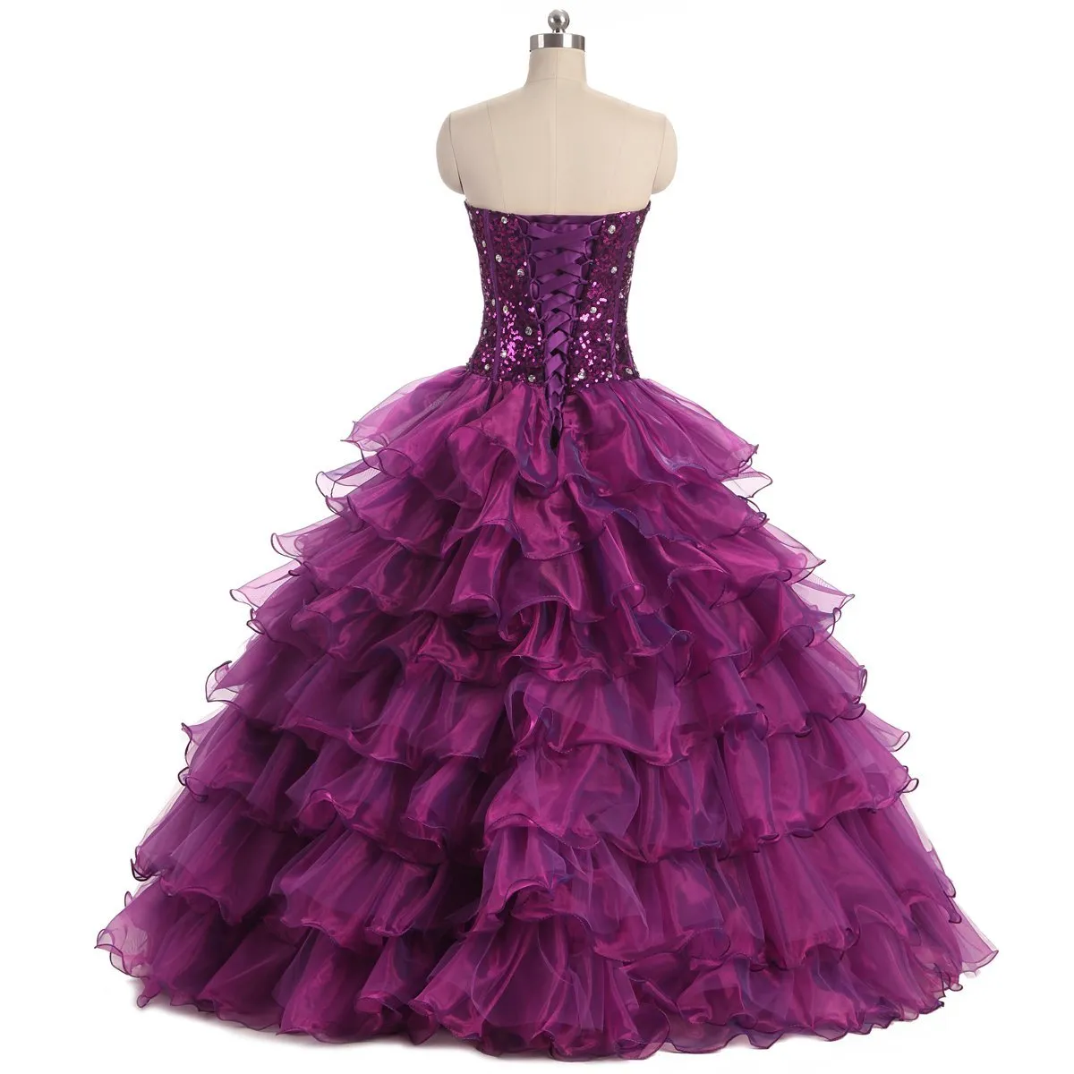 In Stock 2021 Quinceanera Dresses Ball Gowns With Organza Ruffles Beading For Sweet 15 Prom Party QC451