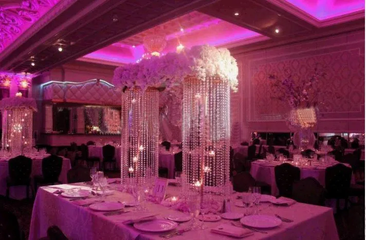 6 armen bruiloft acryl mentale kristal gouden kandelaar voor tafel centerpiece decoratie