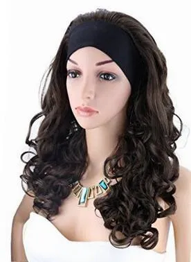 Charming beautiful fashion 3/4 wig with headband honey ash blonde with blonde highligts curly long half wigs