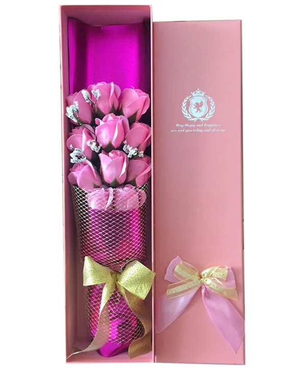 Presente dos namorados casamento sabão flor dia das mães pétalas de rosa aniversário papel sabão 11 pçs rosa em 1 caixa escolher color4460558