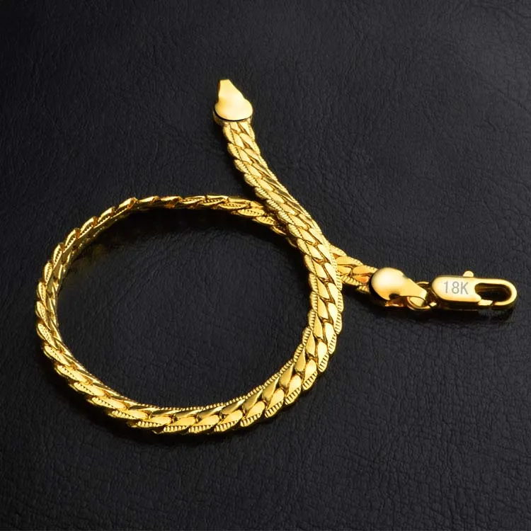 أساور 5MM الذهب ملء ربط سلسلة سوار للرجال هدية الأزياء والمجوهرات بالجملة شحن مجاني 0516WH