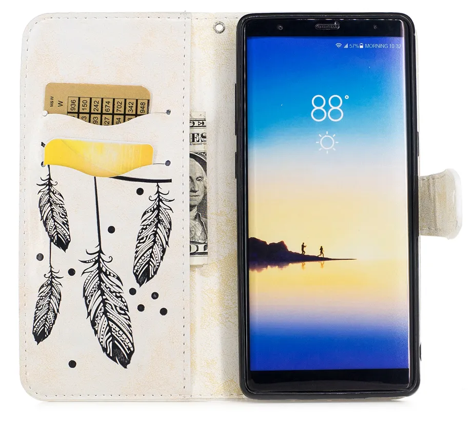 삼성 갤럭시 Note 8 Note8 케이스 플립 커버 가죽 Embossed Dreamcatcher 휴대 전화 케이스 삼성 Note 8 커버