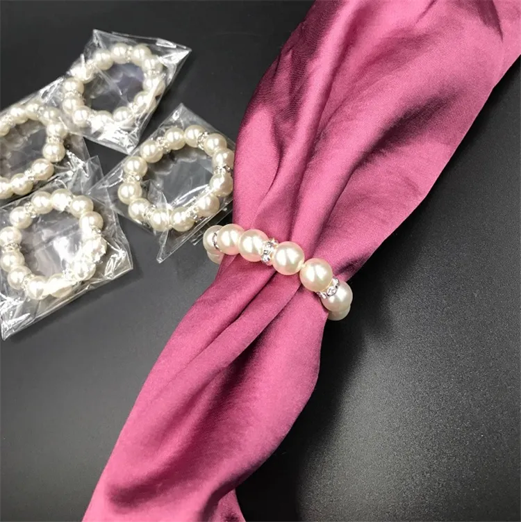 White Pearls Napkin Rings Wedding Napkin Buckle For Wedding Reception Party Table Decorations Supplies I121