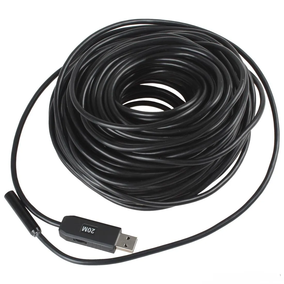 Caméra d'inspection d'endoscope mini-USB 20m étanche 6 LED blanches 1/9 CMOS Objectif 9mm Mini-caméra tube de serpent Borescope avec P2P HLV_012