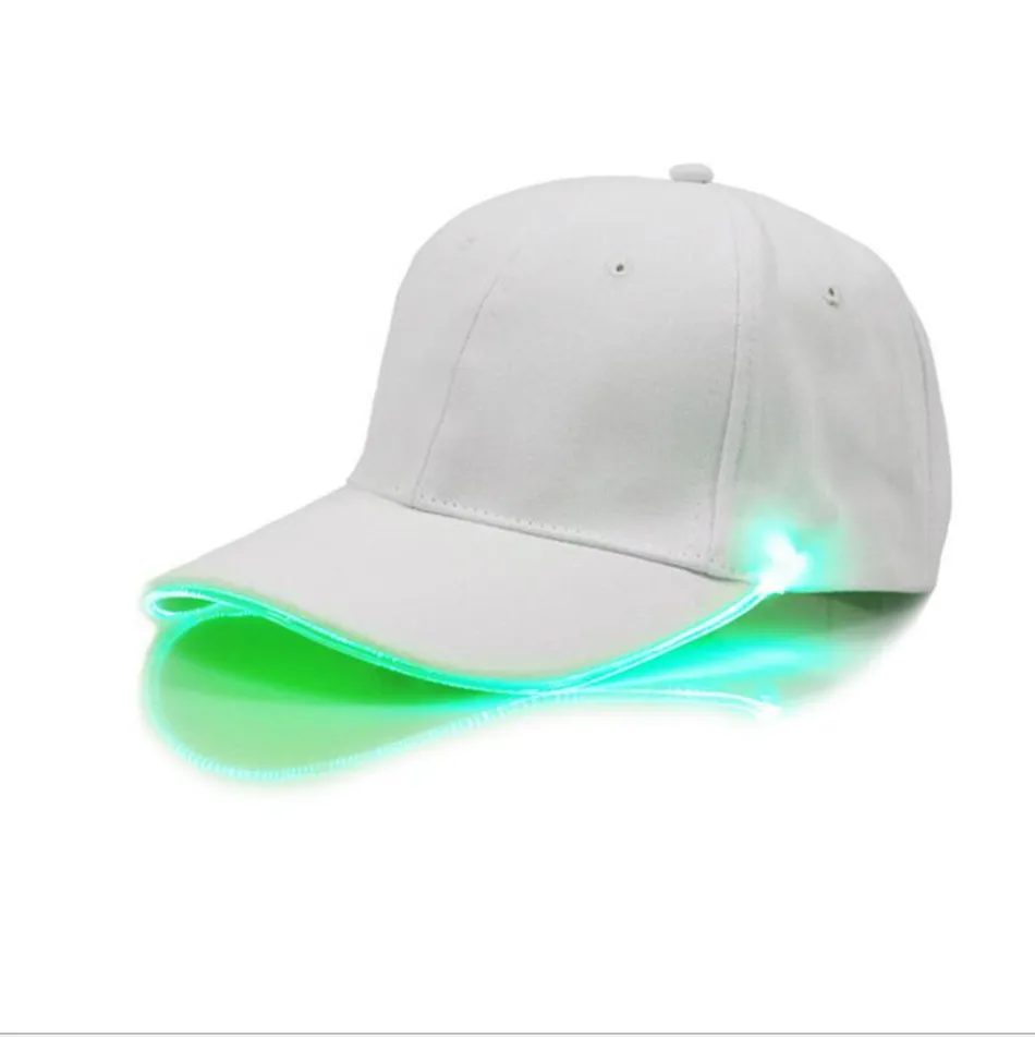 Gorras de béisbol LED Algodón Negro Blanco Brillante Gorras de bola con luz LED Brillan en la oscuridad Sombreros ajustables Snapback Sombreros de fiesta luminosa OOA2116