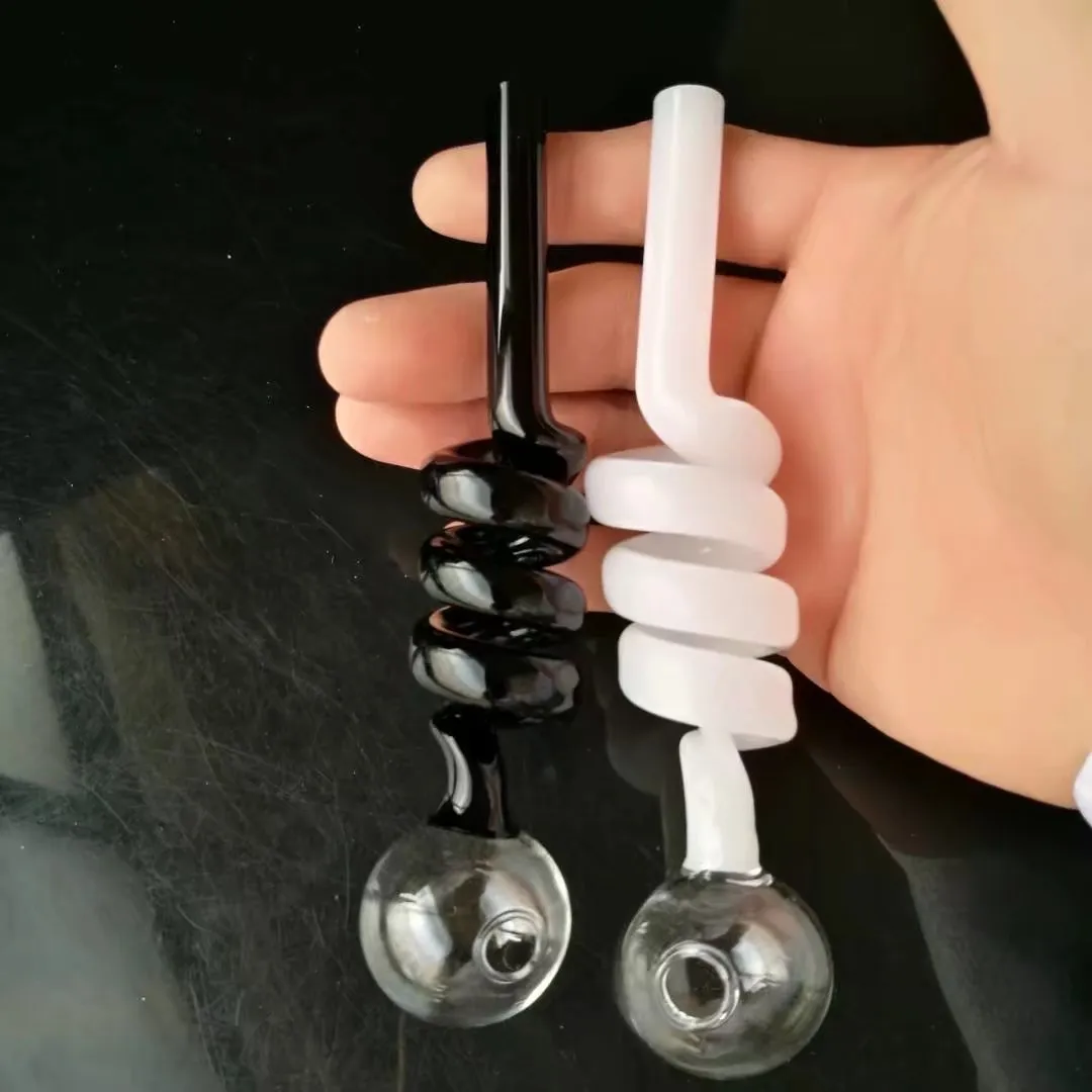 Färg Spiral Rak Burning Pott, Partihandel Glas Bongs Tillbehör, Vattenrör Rökning,