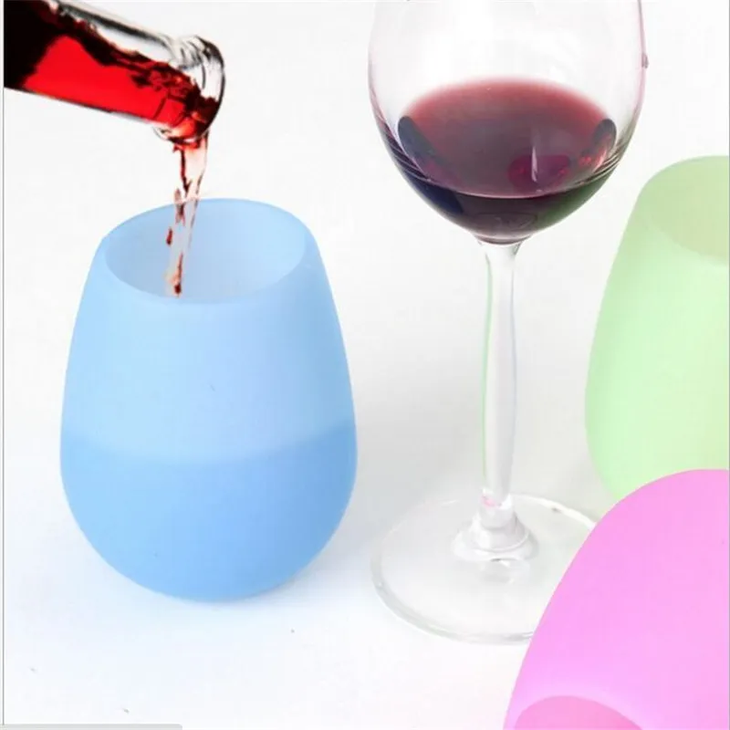 Ny design mode 2017 lätt bära obrännbar klar gummi vin kopp silikon vin kopp vinglas
