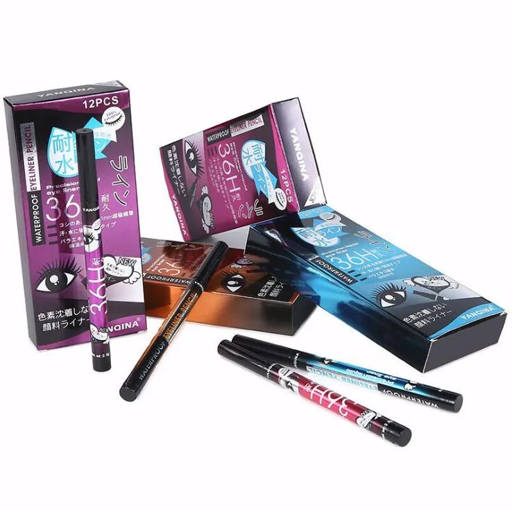 Haute Qualité 36H Étanche Noir Eyeliner Maquillage Noir Eyeliner Étanche Liquide Maquillage Beauté Comestics Eye Liner Crayon 4 Couleurs