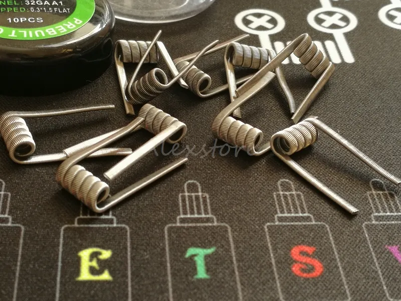 Bobine pré-construite Alien clapton 0.3*1.5 FLAT + 32GA 0,2ohm bobines préfabriquées enveloppent des fils chauffants pré-construits pour rda rba