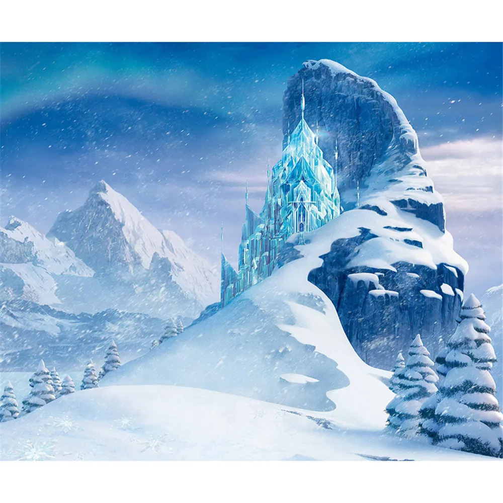 Fond de princesse du palais congelé pour la photographie Iceberg neige montagne filles fête d'anniversaire scène décors Studio Photo Shoot arrière-plans
