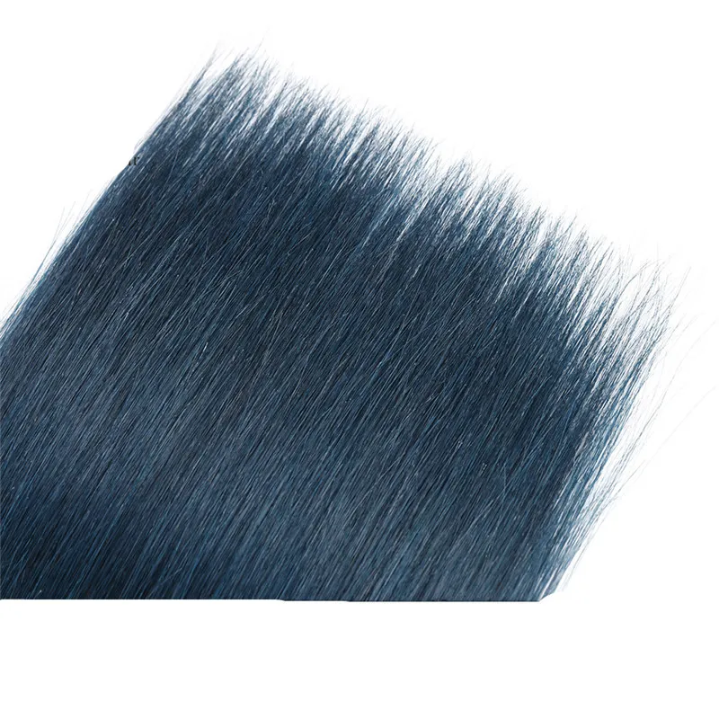 Dois tons 1B azul ombre brasileiro de seda em linha reta cabelo virgem humano 3 pacotes 100% cabelo humano preto e azul 3 feixes de cabelo feixes