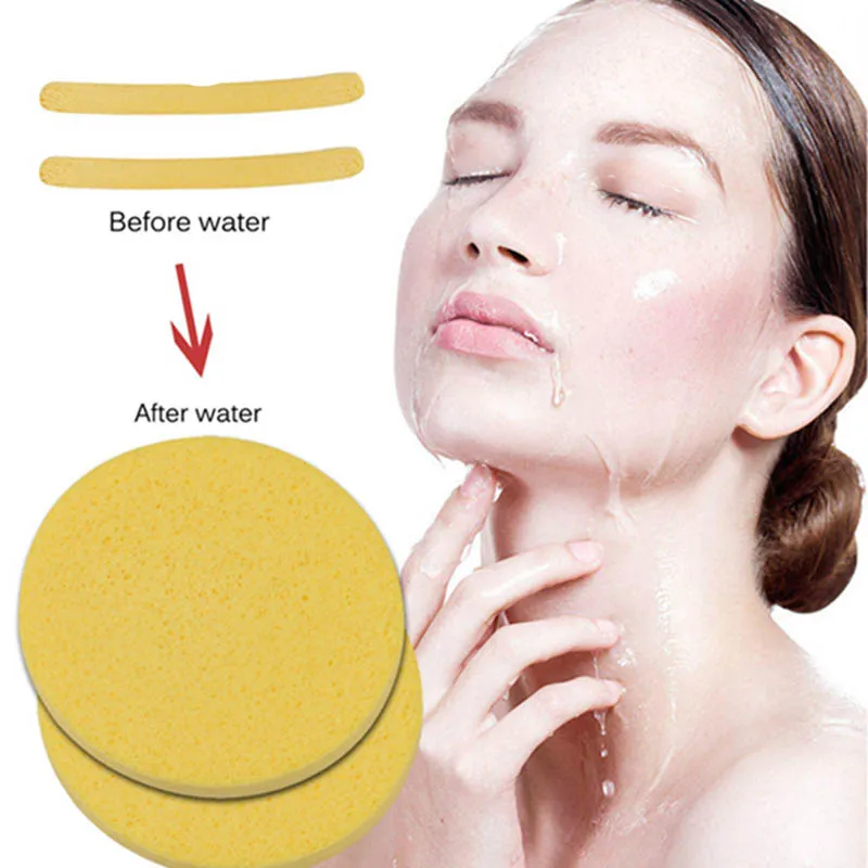 Yumuşak Sıkıştırılmış Sünger Yüz Temizleme Süngeri Yüz Yıkama Pedi Exfoliator Cosmetic Puff