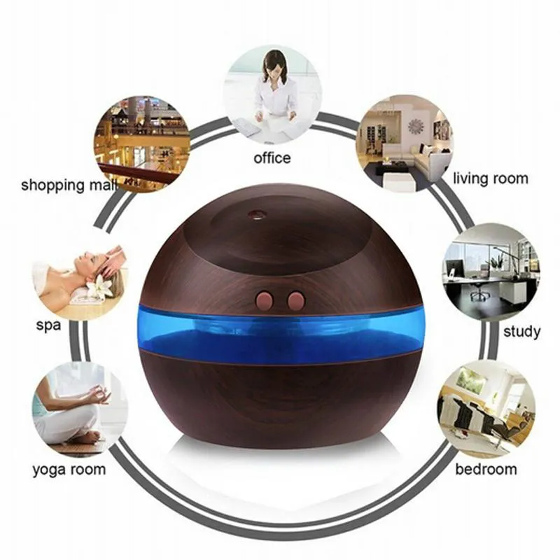 Hot 300ml USB-stekker Ultrasone luchtbevochtiger Aroma Diffuser Diffuser Mist Maker met Blauw LED-licht