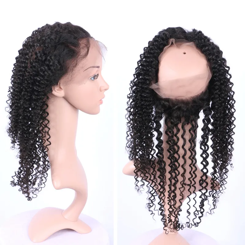 African American 360 Band Full Lace Frontal Closure 22*4*2 Afro Kinky Curly Brazilian Human Hair 360 Lace Frontal For Black Woman