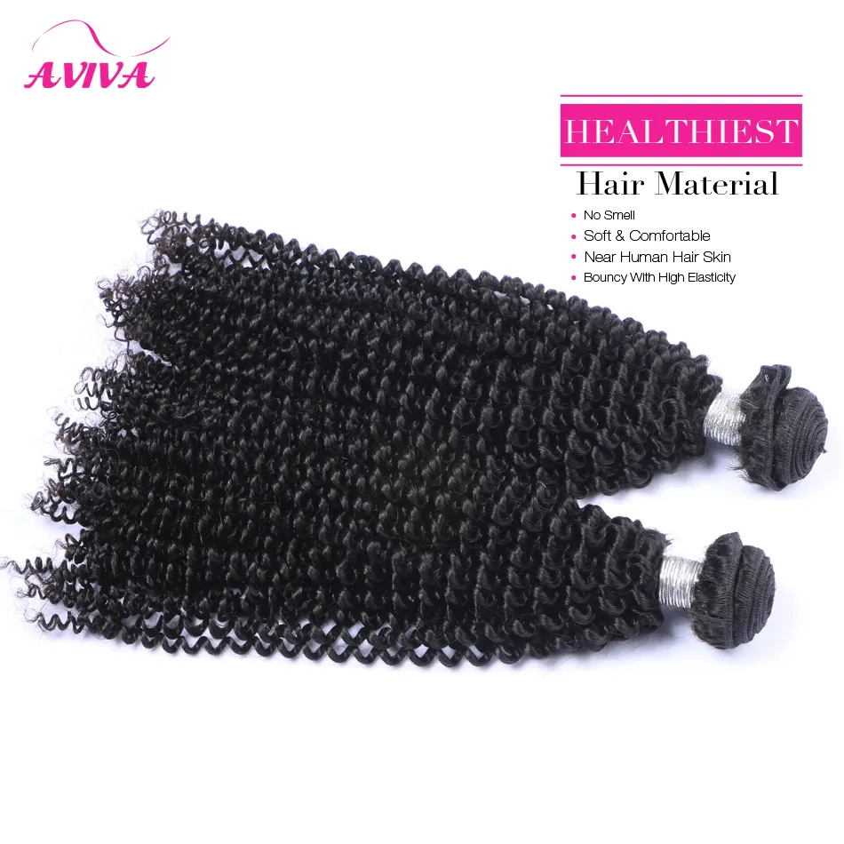 Brasilianska Curly Virgin Hair Weave Bundlar Obehandlad Brasiliansk Afro Kinky Curly Remy Human Hair Extensions Naturlig Svart Mjuk Fullständig