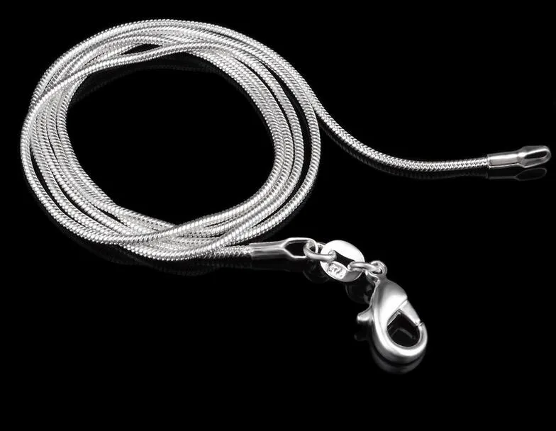 Top kwaliteit plating 925 sterling zilveren slang chain ketting 1mm 16-24 inches mode-sieraden fabriek prijs gratis verzending