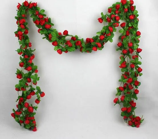 Simulazione catena di fiori di seta rattan di fiori 2 metri di plastica fiore bustina di tè vite 20 pz/lotto
