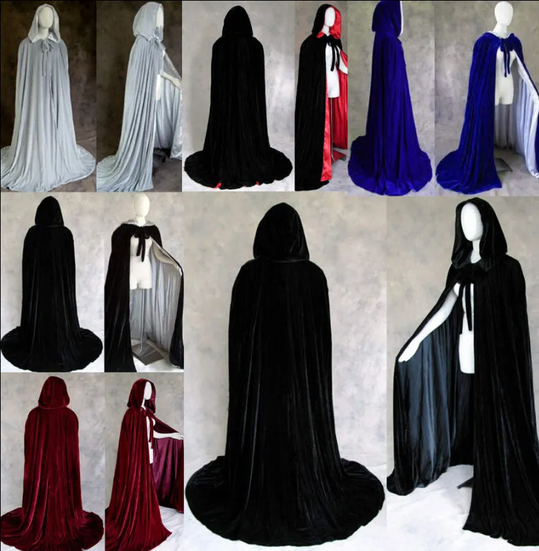 nieuwe Gothic-Hooded-Velvet-Cloak-Gothic-Wicca-Robe-Medieval-Witchcraft-Larp-Cape-A Gothic-Hooded-Velvet-Cloak-Gothic-Wicca-R