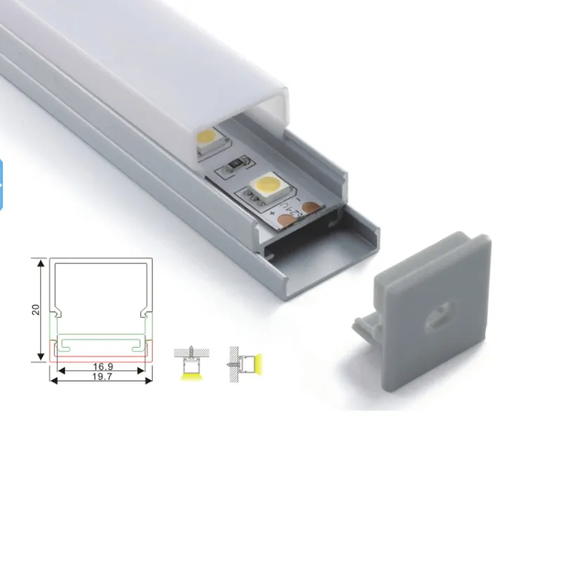 10 X 1M juegos / lote Perfil de aluminio de luz lineal anodizado led y canal en forma de U de aluminio Al6063 para lámparas de techo o colgantes