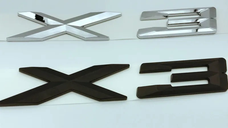 1pcs ABS Chrome Black X3 Letters Number Trunk Rear Emblem Decal Badge Sticker for BMW X3266p