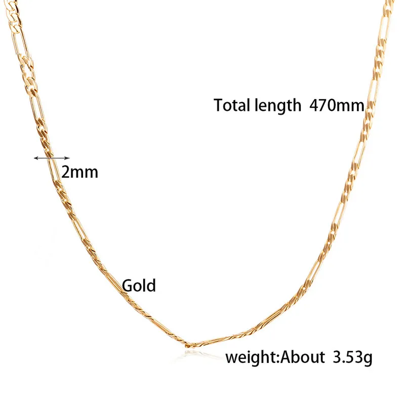 Sprzedawanie naszyjników męskie łańcuch figaro 2 mm 470 mm naszyjniki łańcuchy 18k żółte złoto złoto Plane na całym świecie mody cahin4821897