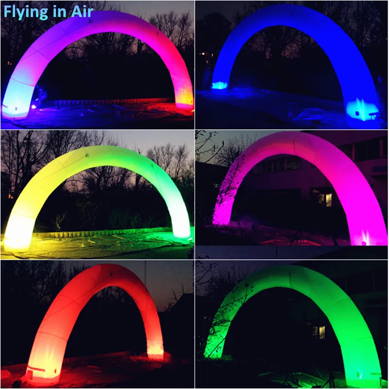 Wunderschöner aufblasbarer Regenbogen-Tür-/Lichtbogen für den Außenbereich mit RGB-Licht