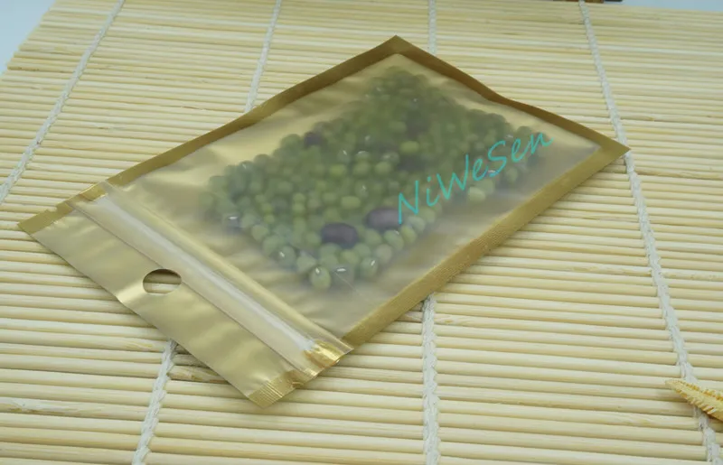 12 20cm front matte transparent coffee bean bag-inner golden aluminum foil ziplock plastic pouch dustproof cookie sack342U