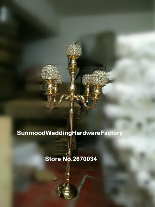 Nieuw! lange en grote zilveren of gouden bruiloftstafel middenstuk kristallen kandelaar