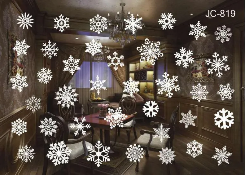Buon Natale bianco fiocco di neve adesivi vetri finestre simpatici adesivi murali natalizi si aggrappano alle decalcomanie di Babbo Natale la decorazione della vetrina